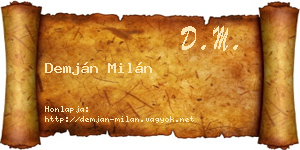 Demján Milán névjegykártya